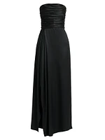 Strapless Gathered Silk Gown