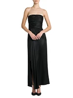 Strapless Gathered Silk Gown