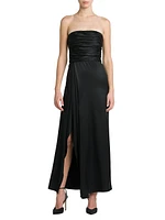 Strapless Gathered Silk Gown