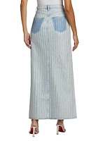 Ms. Sofiane Crystal-Embellished Denim Skirt