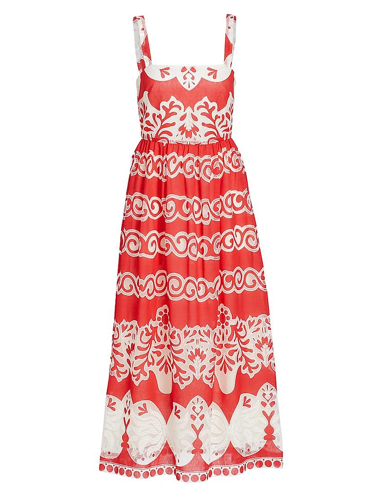 Ninet Lace-Embroidered Midi-Dress