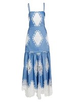 Cordiela Lace-Embroidered Cotton-Blend Maxi Dress