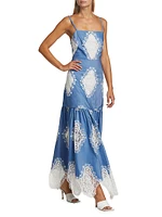 Cordiela Lace-Embroidered Cotton-Blend Maxi Dress