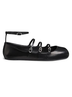 Cage Leather Ballerina Flats