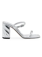 90MM Metallic Leather Block-Heel Sandals