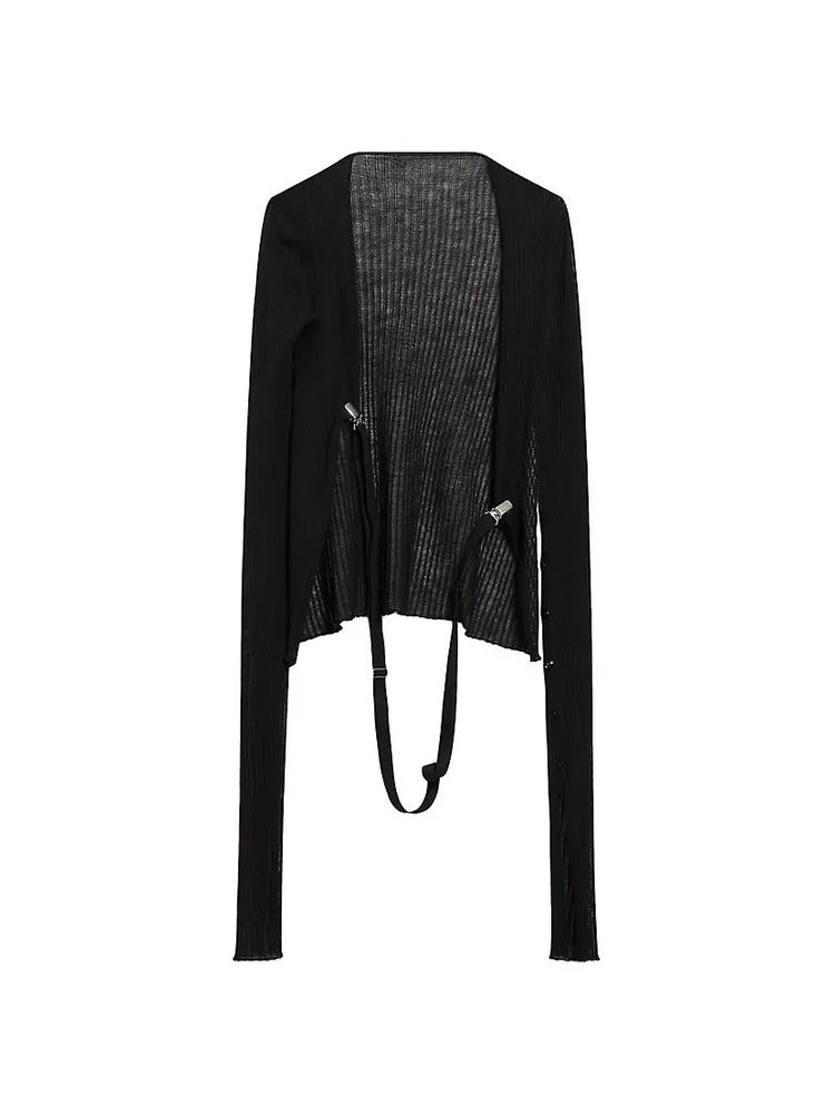 Wool-Blend Suspender Cardigan