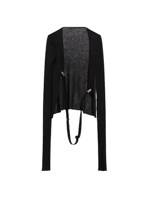 Wool-Blend Suspender Cardigan