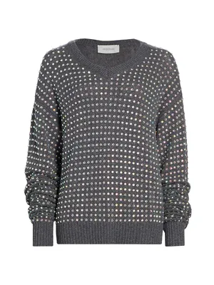 Crystal-Embellished V-Neck Sweater