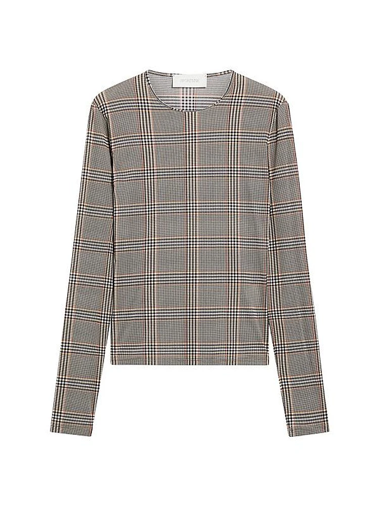 Jersey Plaid Long-Sleeve Top