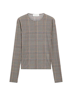 Jersey Plaid Long-Sleeve Top