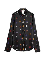 Silk Jewel Buttoned Blouse