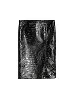 Croc-Embossed Faux Leather Pencil Skirt