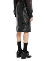 Croc-Embossed Faux Leather Pencil Skirt
