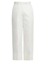 Canvas Cotton High-Rise Straight Trousers