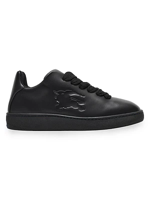 The Box Equestrian Knight-Embossed Leather Low-Top Sneakers