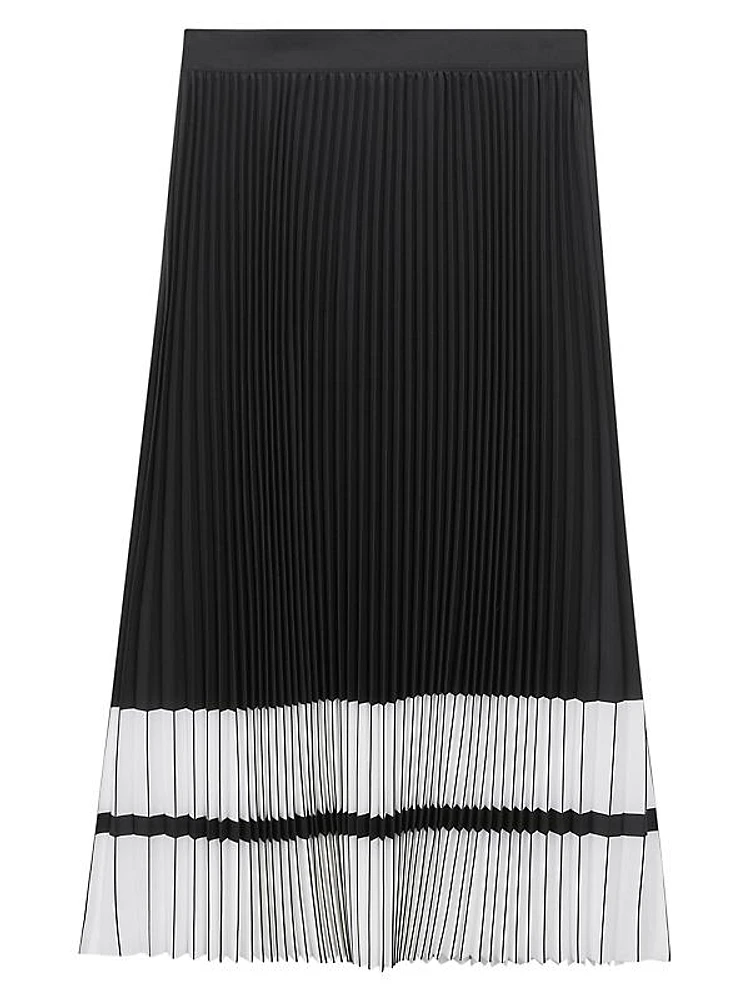 Marie Satin Pleated Midi-Skirt