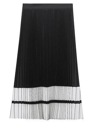 Marie Satin Pleated Midi-Skirt