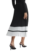 Marie Satin Pleated Midi-Skirt