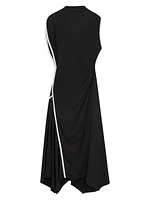 Klein Asymmetric Cap-Sleeve Gown