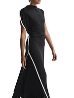 Klein Asymmetric Cap-Sleeve Gown