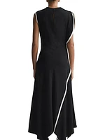 Klein Asymmetric Cap-Sleeve Gown