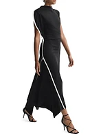 Klein Asymmetric Cap-Sleeve Gown