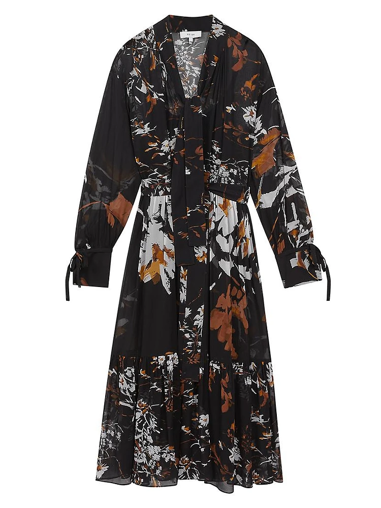 Charlotte Printed Belted Midi-Dress