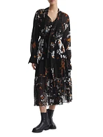 Charlotte Printed Belted Midi-Dress