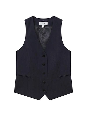 Willow Pinstriped Wool-Blend Vest