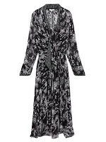 Callie Printed Tie-Neck Midi-Dress