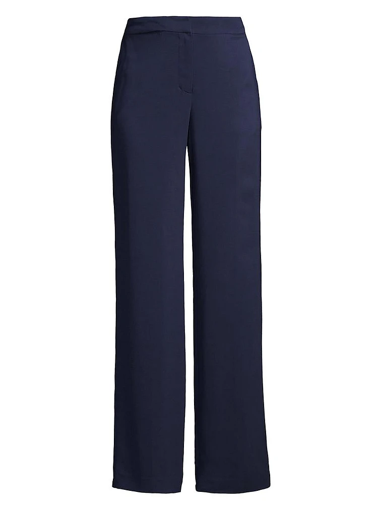 Stretch Crepe Wide-Leg Trousers