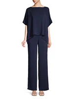 Stretch Crepe Wide-Leg Trousers