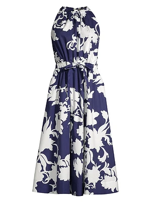 Casablanca Floral Cotton Poplin Midi-Dress