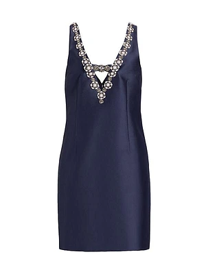 Sylvie Embellished Stretch Mikado Satin Minidress