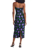 Isa Floral Crepe Strapless Dress