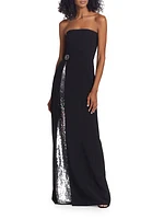 Ivy Crepe & Sequin Strapless Gown