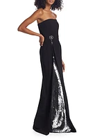 Ivy Crepe & Sequin Strapless Gown