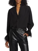 The Sasha Feather-Trimmed Silk Shirt