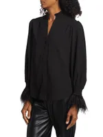 The Sasha Feather-Trimmed Silk Shirt