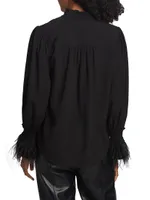 The Sasha Feather-Trimmed Silk Shirt