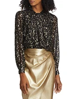 The Bridgette Metallic Dot Silk-Blend Top