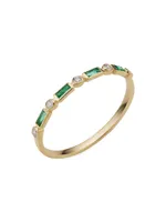 14K Yellow Gold Crown Jewels Emerald Diamond Ring