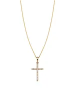 14K Yellow Gold Faith Diamond Cross Pendant Necklace