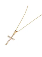 14K Yellow Gold Faith Diamond Cross Pendant Necklace
