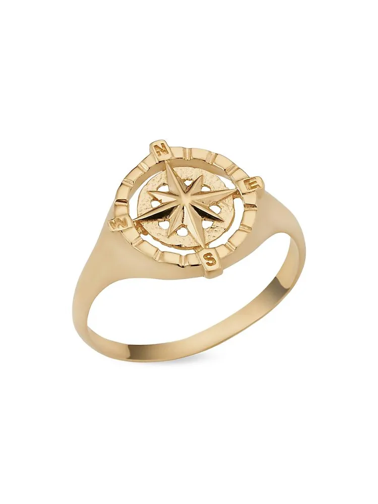 14K Yellow Gold Compass Rose Ring