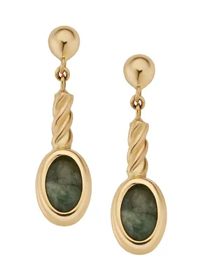14K Yellow Gold Emerald Heritage Drop Earrings