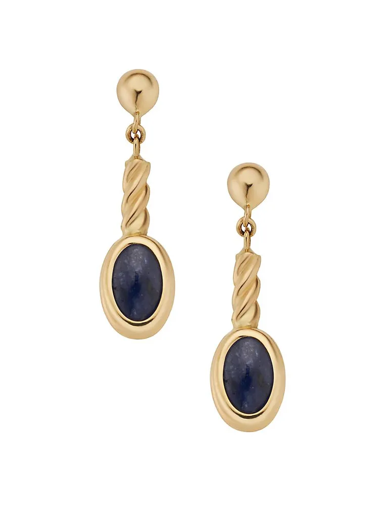 14K Yellow Gold Sapphire Heritage Drop Earrings