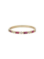 14K Yellow Gold Crown Jewels Ruby Diamond Ring