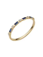 14K Yellow Gold Crown Jewels Sapphire Diamond Ring