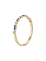 14K Yellow Gold Crown Jewels Sapphire Diamond Ring